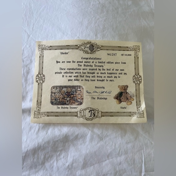 Vintage Bialosky Brown Bear Box Jointed Limited Edition Chester Sweater Plush - Picture 6 of 12